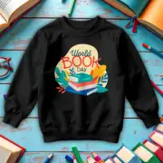 Boys Girls Stacked Books World Book Day Sweatshirts Jumper Costume Outfits#WBD