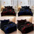 Ultra Soft Grid Checked Quilt Duvet Cover Bedding Set Single Double Queen King