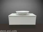 Bathroom Vanity 900mm Polyurethane Wall Hung Stone Benchtop & Basin White Matt