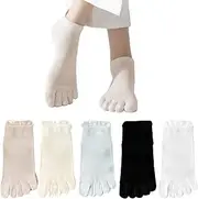 [Daelesr] 5 Pairs Toe Socks for Women, No Show Sports Socks 4-12, Non Slip Ankle Socks, Breathable Running Socks, Low Cut Liner Socks All Season