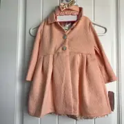 NEW NWT Little Lass 4-Piece Coat, Dress, Bloomers & Headband Set. Sz 24Months