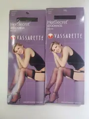 VASSARETTE STOCKINGS, Color Black, Size Med vintage lingerie use w garter belt