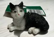 Vintage Black White Tuxedo Cat Christmas Ornament New