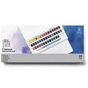 45pc Winsor & Newton Cotman Watercolour Half-Pans Paint w/ Brush Studio Set