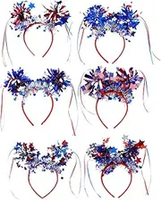 [Generic] Patriotic Headpiece, 6X 4th Of July Hairband, Favors Decorations, Classic Design Patriotic Headbands For Memorial Day, Labor Day, Birthday Party, Wedding Decoration