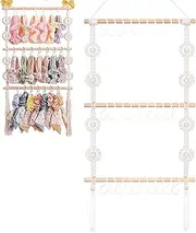 Bow Organizer, Headband Holder, Hair Bow Hanger, 37.8x13.78 Inches, Wall Mounted Woven, Layer Display Tool, Dormitory Accessory, Bedroom Storage, Nursery Decor, Living Room Use