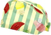 [WOSHJIUK] Working Hat 2 Pack Scrub Caps for Women,Pineapple Watermelon Stripes,Tie Back Cap Adjustable Scrub Hat