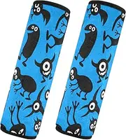 Car Seat Belt Covers 2 Pcs Soft Car Safety Seat Belt Strap Shoulder Pad Camera Bag Strap Cover Car Accessories for Adults and Kids M Happy Halloween Scary Black Blue