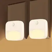 2Pack Motion Sensor Night Light, 3000K LED Night Lights Plug in with Dusk to Dawn Sensor, 0-80LM Warm White, Kids Night Lamp for Bedroom, Bathroom, Laundry, Corridor (2pcs 3-Position Switch)