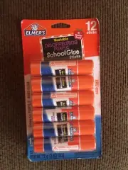 NEW - ELMERS WASHABLE DISAPPEARING PURPLE SCHOOL GLUE STICKS - 12 PK
