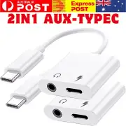 2 in 1 USB-C to 3.5mm AUX Headphone Jack & Charger Adapter Type-C Audio Splitter
