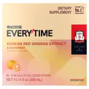 JungKwanJang, Korean Red Ginseng Extract, Everytime, Grapefruit, 30 Sticks, 0.34 fl oz (10 ml) Each