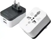 Universal Power Travel Plug Adapter Converting from EU/UK/CN/AU/JP to US (2 USB