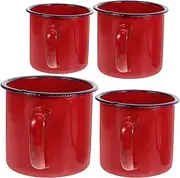 BRIGHTFUFU 4Pcs Enamel Drinking Cup Multi Function Water Cups for Home Office Camping Tea Cake Easy to Clean Sturdy Enamel Material