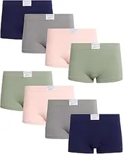 [Reebok] Women's Boy Shorts Underwear - 8 Pack Ribbed and Cut Out Boyshorts Panties - Seamless Underwear for Women (S-XL), Lily Pad/Light Grey/Lotus/Blue, Large