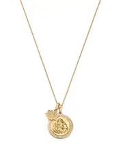 Bloomingdale's Fine Collection Diamond Buddha & Lotus Charms Pendant Necklace in 14K Yellow Gold, 0.33 tcw