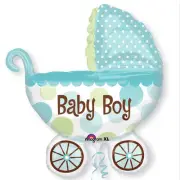 By Broward Balloons Baby Buggy Boy Mini Shape 14 Inch Balloons (Qty2)