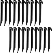 20 PCS Heavy Duty Tent Stakes, 30CM/12INCH Awning Pegs, Canopy Anchoring Pegs, Durable Spike Hook Tent Stakes, Sand Stakes, Camping Caravan Pegs Stakes, Outdoor Camping Beach Spikes Stakes (Black)