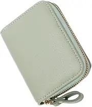 [Generic] PU Leather Women Wallet Replacement Mini Solid Color Zipper Rectangular Card Holder Photo Pocket Purse with Lanyard, Green