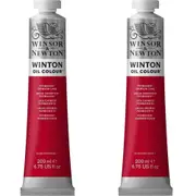 2x Winsor & Newton 200ml Winton Oil Colour Paint Permanent Crimson Lake 205