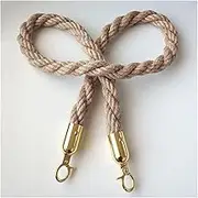 Rope Barriers, Rope Barrier Belt Queue Divider Hemp Braided Rope for Crowd Control, 3/4/5/8/10Ft Queue Divider for Stanchion Posts Queue Pole, Rope Barrier with Polished Snaps, Crowd Control Hanging Rope(A-gold Hooks,1.5m/5ft)