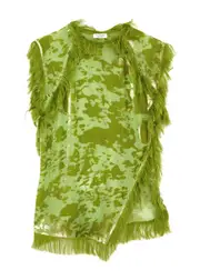 Acne Studios Devoré Fringe-trimmed Mesh top - Green - 40 (UK 12 / M) 40 (UK 12 / M)