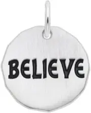 Sterling Silver Black Enamel Believe Charm Tag Charm by Rembrandt