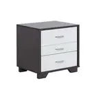 White & Black Nightstand - 3 Drawers | Modern Bedside Table