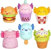 Mini Squish Axolotl Foodie Friends - Slow Rise Stress Relief, Fidget Toy, Sensory Play, Party Favors, Reward Chest, Treasure Chest, Goodie Bags - Hamburger, Popcorn, Ice Cream, and More! - 12 Piece