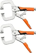 6 Inch C Clamp, Heavy Duty Vise Grip Locking Pliers Adjustable Face Clamp for Woodworking, Welding and Pocket Hole Joinery, 2 Packs (Orange, 6 Inch)
