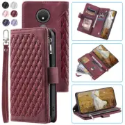 Luxury Rhombic Leather Wallet Case Zipper Flip Card Phone Case For Nokia C21
