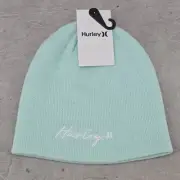 Hurley Short Beanie Hat Light Blue Color One Size Script Staple Logo