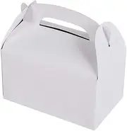 Treat Boxes, Goodies Favor Box for Kids Birthday Party Favors, Weddings Events, Baby Shower, 6.25" x 3.5" x 3.5" Inch Box (White Treat Box)