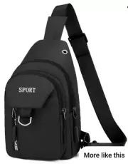 Men's Solid Black Nylon Cross Body Outdoor Travel Fashion Chest Bag Audio Hole