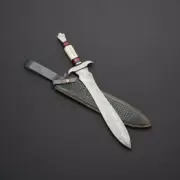 24" Custom Handmade Forged Damascus Steel Hunting Gladius Sword With Bone Handle