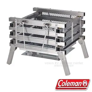 【美國 Coleman】二用變形金剛多功能不鏽鋼焚火台 烤肉爐架 附燒烤網 烤火爐 露營荷蘭鍋 營火架_CM-23233