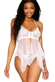 [Dreamgirl] Demure Dreams 2 Piece Babydoll Set with G-String