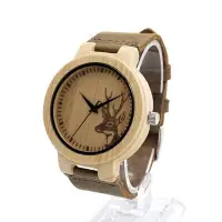 在飛比找樂天市場購物網優惠-木製石英錶男女手錶-真皮錶帶簡約設計情侶款腕錶3款73pp3
