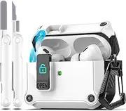 [R-fun] for AirPods Pro 2nd Generation 2023(USB-C),2022(Lightning Cable),1st Gen 2019 Charging Case, Full Drop Protection Auto Pop-Up Lid Design with Cleaner Kit,White