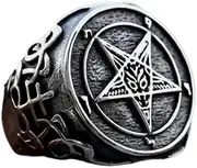 [Ymall] Men Five Pointed Star Elder Sign Ancient Divine Power The Cthulhu Pentagram Ring