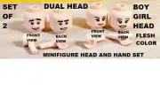 LEGO Dad Head Mom FREE HANDS Light Nougat Flesh Dual Sided Two Faces Lipstick