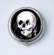 SKULL ILLUSION PILL CASE pillbox holder VANITY punk Horror Goth Psychobilly
