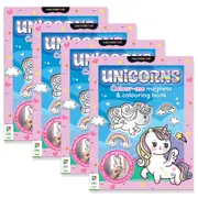 4x Kaleidoscope Unicorns Colour-Me Magnets Kids Colouring Book Kids Activity 3y+
