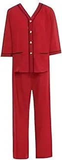 [Imogenia] Women's Egyptian Cotton Coco Pyjama Set, 3/4 Sleeve Button-Up Top and Long Pants, 8 Colours, S-XXL, Australian Made - Gift Idea