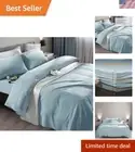 Luxury Twin XL Bed Sheet Set: 1800 Thread Count Spa Blue, Wrinkle-Free Comfort