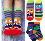 Jefferies Socks Boys Gripper Dinosaur Shark Monster Pattern Non Skid Socks 2 Pr