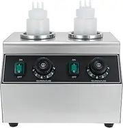 220V 400W Electric Sauce Double Bottle Warmer, Commercial Stainless Steel Hot Chocolate Warming Machine, 86-176°F Hot Fudge Nacho Cheese Dispenser Machine