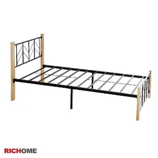 【RICHOME】瑞那3.5呎單人床/單人床架/鐵床/鐵管床架(實木+鐵管)