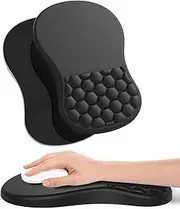 eulps Mouse Pad with Wrist Rest, Wrist Support Mousepad for Carpal Tunnel Pain Relief with Integrated Memory Foam Slope Massage Bulge (Dark Black)