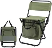 Outdoor Folding Chairs Fishing Chair,Small Fishing Chair with Cooler Bag,Outdoor Backrest Stool with Folding Backpack for Camping Hunting Fishing Hiking,Waterproof Folding Chair Rucksack Seat Bag